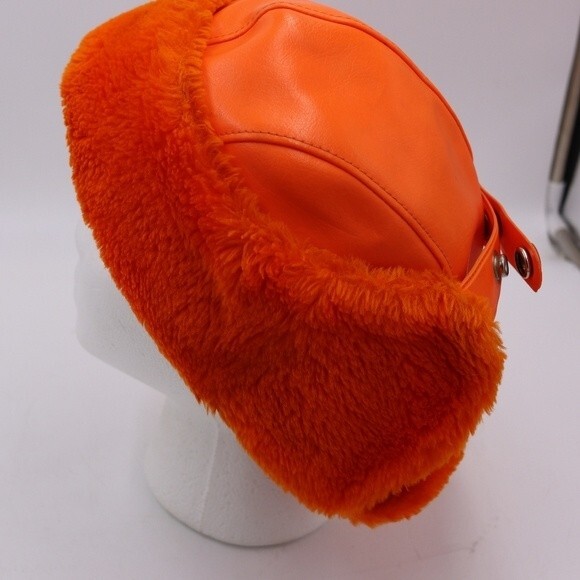 Vintage YR Bright Orange Hunting Visible Florescent Orange Trapper Hat LG - Picture 5 of 9
